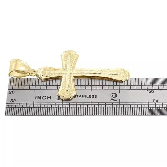 Solid Gold Cross Pendant Brand New Nice Size!